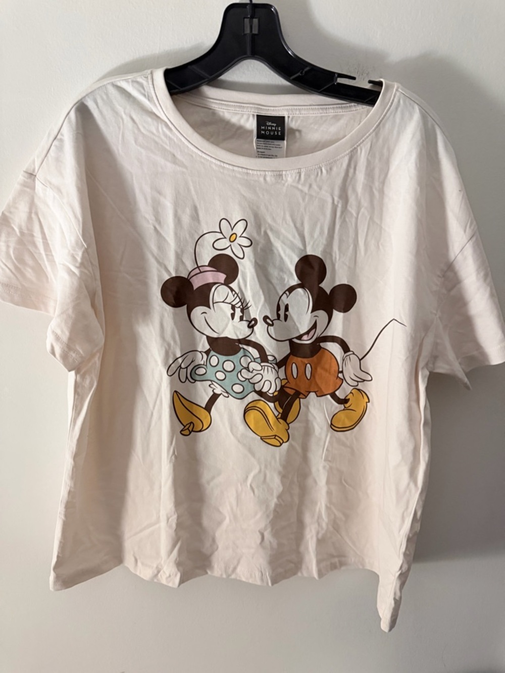 Disney Mickey Minnie‎ Mouse Shirt Womens Large White Graphic Tee Cotton New